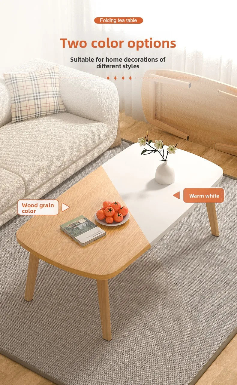 Foldable Solid Wood Coffee Table – Small Apartment Living Room Furniture